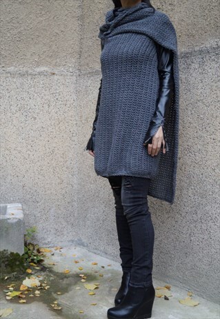 COAT CARDIGAN OVERSIZED SWEATER LEATHER SLEEVES VEST F1525