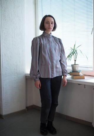 VINTAGE 70'S GREY STRIPED SHIRT
