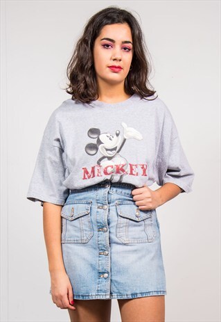 VINATGE 90'S GREY DISNEY MICKEY MOUSE T-SHIRT