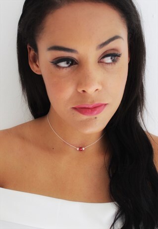 "ARI" CHOKER 925 STERLING SILVER IN RED