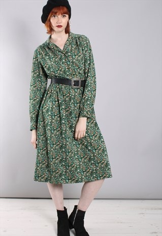 VINTAGE 70S FLORAL PATTERNED SHIRT DRESS