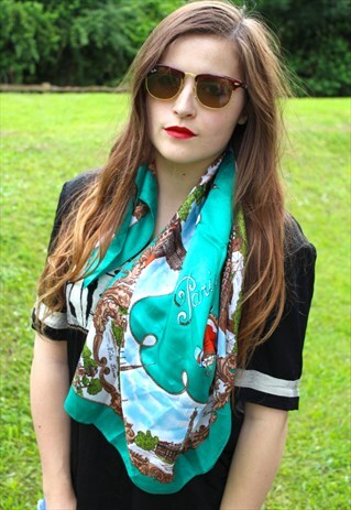 VINTAGE 90S PARISIAN SCARF - HEAD SCARF - PARIS FRANCE