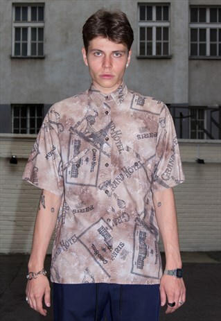 VINTAGE 80S PARISIAN CHIC SHIRT IN BEIGE BROWN