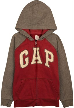 Vintage 90's Gap Hoodie Spellout Full Zip Up Burgundy Red