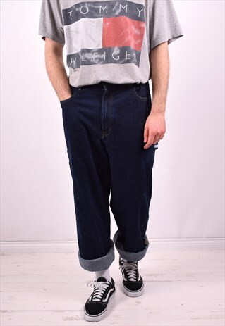 TOMMY HILFIGER MENS VINTAGE JEANS W36 L34 NAVY BLUE 90S