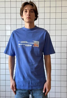 Vintage STUSSY T Shirt Graphic Tee Top 80s 90s Blue