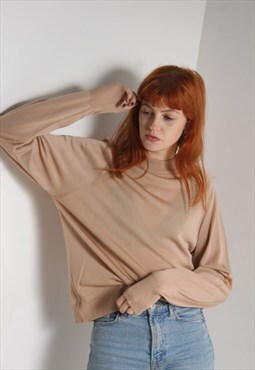 Vintage 80's High Neck Knitted Top Brown
