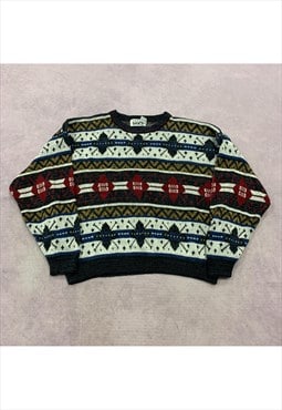 Vintage abstract knitted jumper Men's XXL