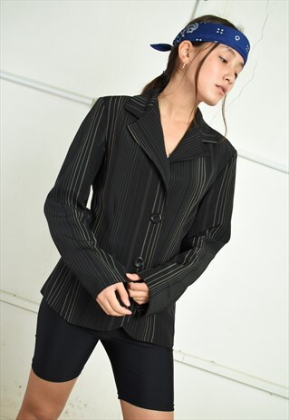 Y2K RETRO MINIMALIST STRIPED BLAZER JACKET