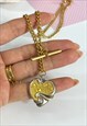 1990's Heart T-Bar Necklace with Engraved Love Message