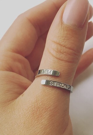 I AM STRONG SILVER RING WITH ENGRAVED AFFIRMATION