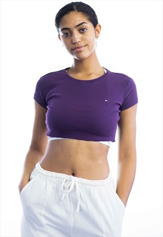 VINTAGE TOMMY HILFIGER LOGO REWORKED CROP TOP 90S S 3.1
