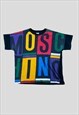MOSCHINO VINTAGE T-SHIRT BLOCK COLOUR ALL OVER SPELL OUT 