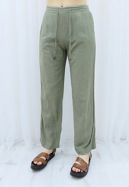 90s Vintage Green Slouchy Trousers (Size M)