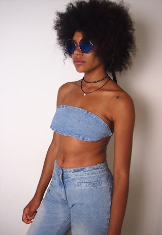 DENIM BRA LET AND TROUSERS