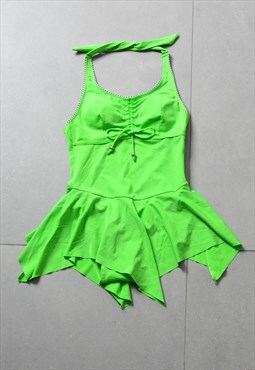 Vintage 80s Neon Lime Green Swimsuit