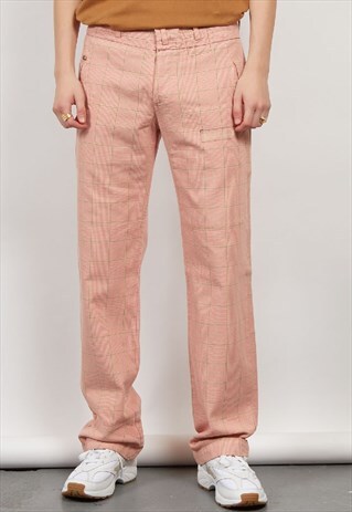 VINTAGE 80'S PINK TARTAN CHECK TROUSERS