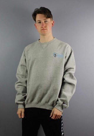 VINTAGE CHAMPION CUTTERS BASEBALL SWEATSHIRT IN GREY WITH EM