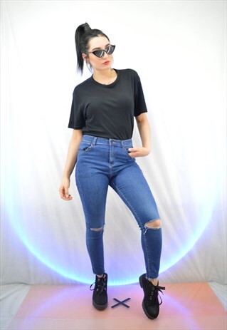 BLUE DENIM SKINNY TROUSERS