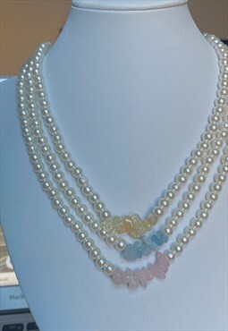 citrine crystal pearl necklace