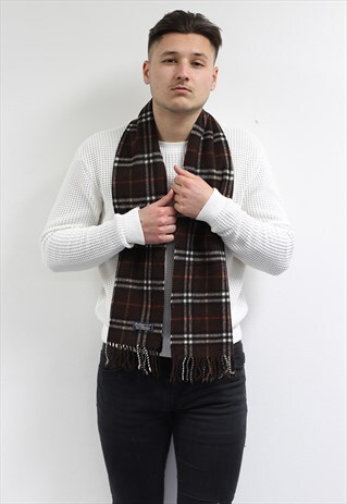 VINTAGE LAMBSWOOL CHECKED SCARF-AS211