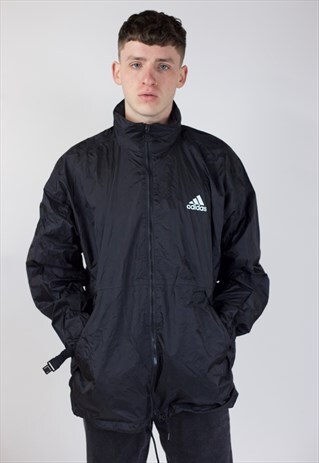 VINTAGE 90S ADIDAS BLACK RAIN JACKET