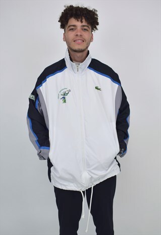 VINTAGE 90'S LACOSTE WHITE, BLUE, GREY & BLACK JACKET