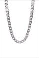 STAINLESS STEEL SILVER FINISH CURB HEAVY NECK CHAIN NECKLACE