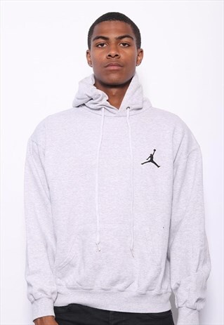 VINTAGE FRUIT OF THE LOOM TAGGED HOODIE JORDAN LOGO GREY