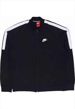 Nike 90's Track Jacket Swoosh Zip Up Windbreaker Large Black