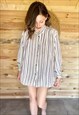 1970'S VINTAGE BLUE AND CREAM STRIPED BLOUSE