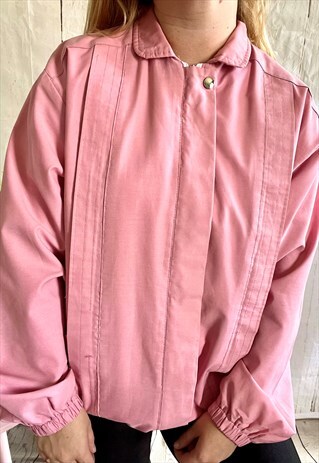 VINTAGE PINK RETRO WINDBREAKER 80'S SPORTS BOMBER JACKET