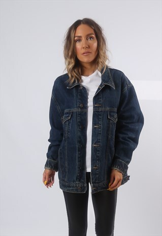 DENIM JACKET OVERSIZED FITTED EXPLORER VINTAGE UK 18 20 JG2K