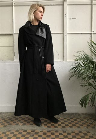 VINTAGE 90' BEAUTIFUL UNIQUE BLACK LONG WINTER COAT