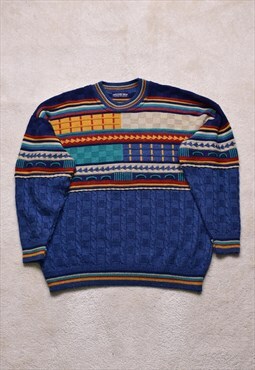 Vintage 90s Sweater Shop Blue Funky Knit Jumper 