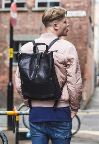 BLACK LEATHER WORK / LAPTOP BACKPACK