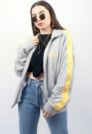 90'S RETRO GREY & YELLOW SIDE-TAPE SOFT JACKET