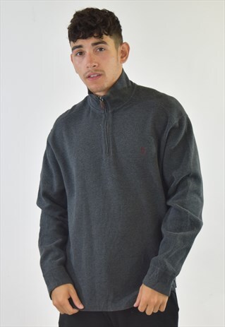VINTAGE GREY RALPH LAUREN ZIP UP SWEATSHIRT JUMPER