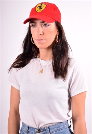 WOMENS VINTAGE FERRARI CAP ONE SIZE RED 90'S