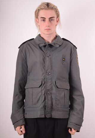 BLAUER MENS VINTAGE JACKET LARGE GREY 90S