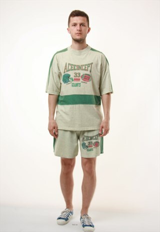 90S VINTAGE COTTON SUMMER SUIT SHORTS T-SHIRT 14380