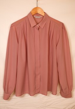 Vintage 90s powder pink pastel long sleeve shirt 