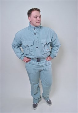 Vintage one piece Bogner  ski suit, 80s retro blue snow suit