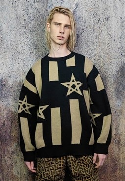 Star sweater pentagram jumper grunge Punk top in black