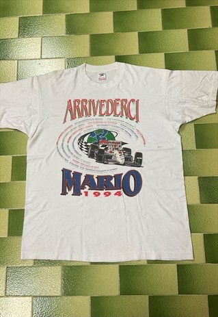 VINTAGE 90S MARIO ANDRETTI 1994 ARRIVEDERCI RACING T-SHIRT