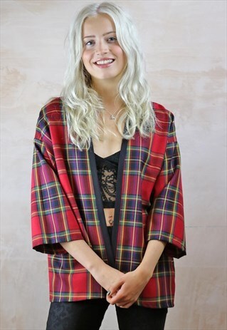 RED TARTAN KIMONO