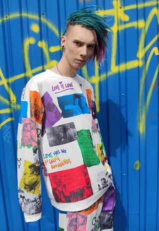 GAY SWEATSHIRT LGBT SUPPORT TOP LOVE IS PRIDE JUMPER WHITE