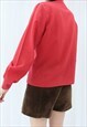80S VINTAGE RED PUSSYBOW SHIRT BLOUSE (SIZE M)