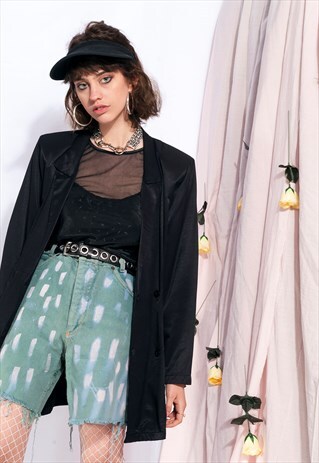 VINTAGE REWORKED DENIM SHORTS 80S HAND PAINTED CROPPED JEANS
