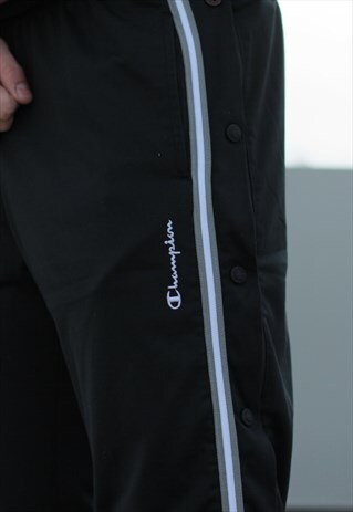VINTAGE BLACK CHAMPION POPPER JOGGERS